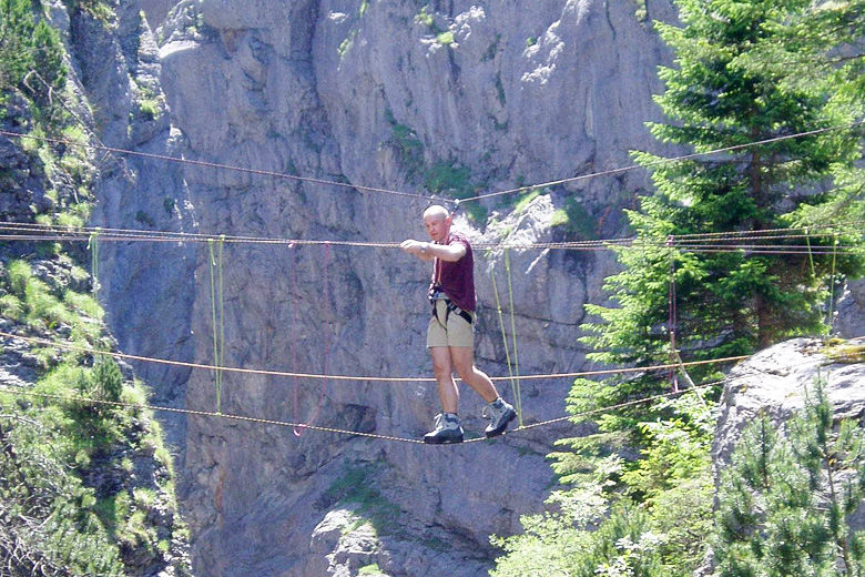 Rope Bridge Construction over the Glacier Switzerland Tourism